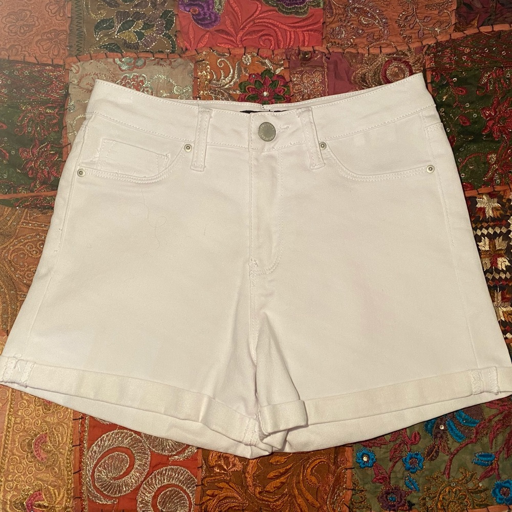 High Waisted White Jean Short